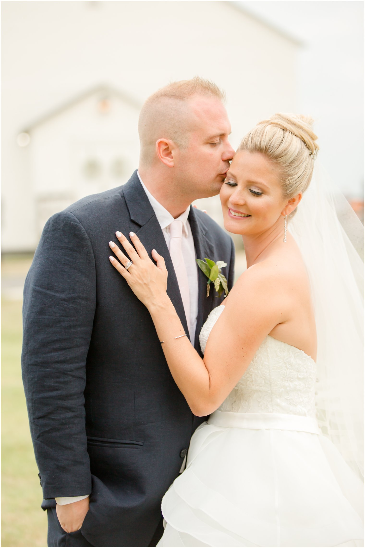 Romantic bride and groom photo at Sandy Hook Chapel Wedding