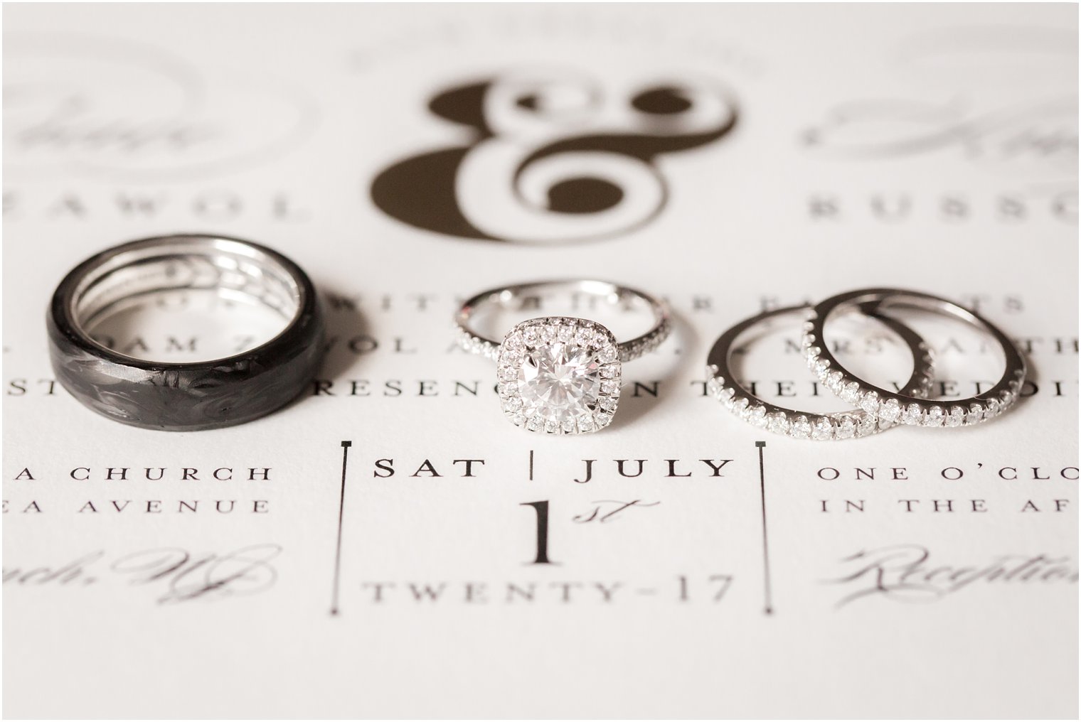 Wedding bands on invitation by Minted