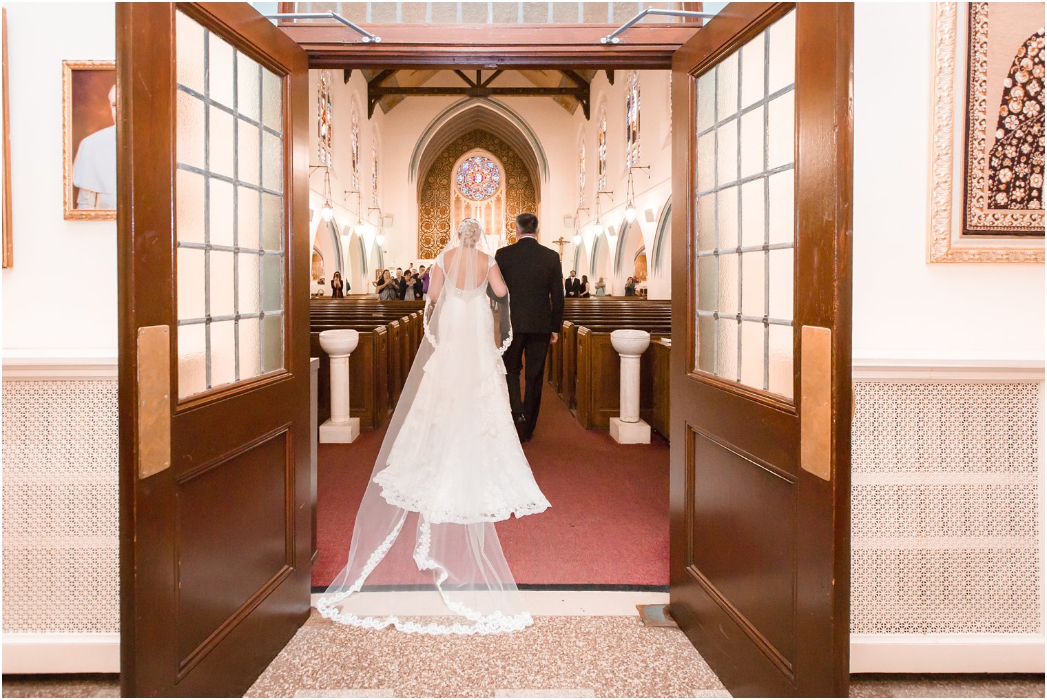 Bride entering church at Our Lady by the Sea in Long Branch, NJ