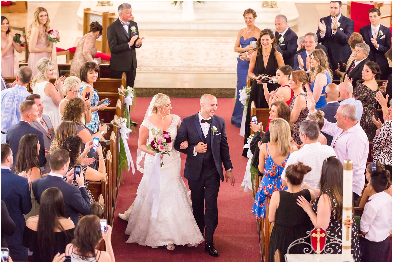 Wedding recessional at Our Lady by the Sea in Long Branch, NJ