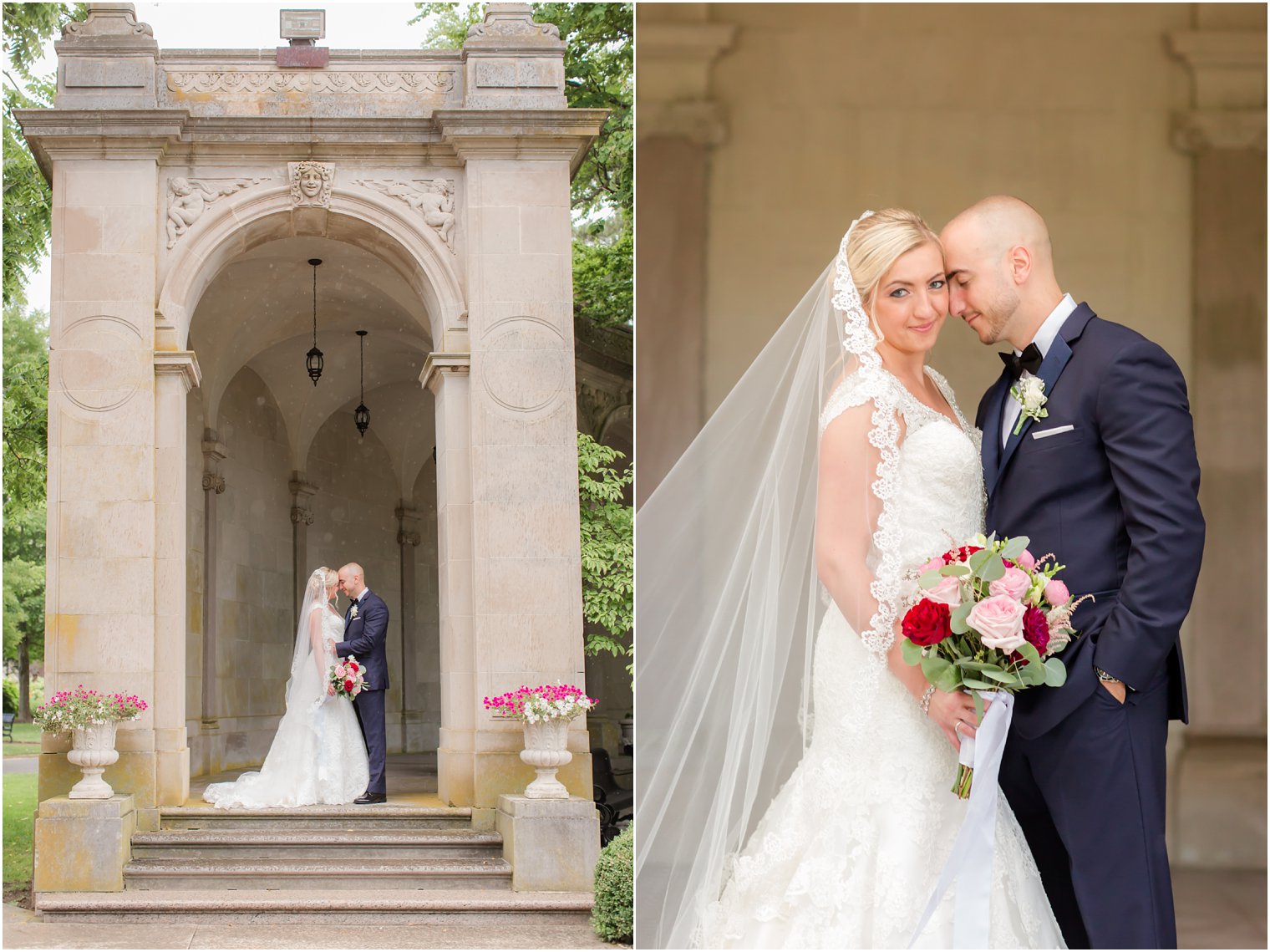 Bride and groom photos at Monmouth University