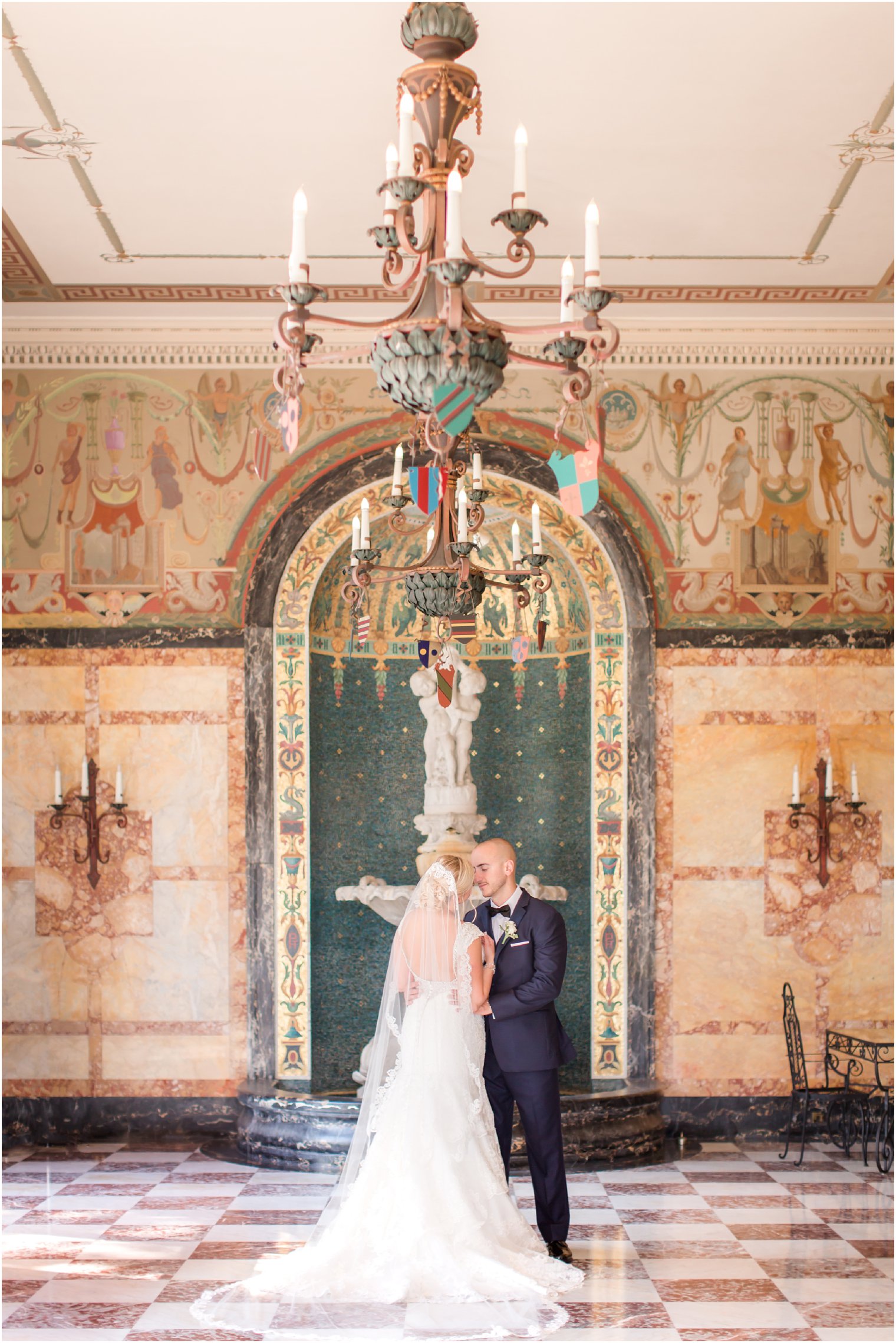 Elegant bride and groom portrait at Monmouth University