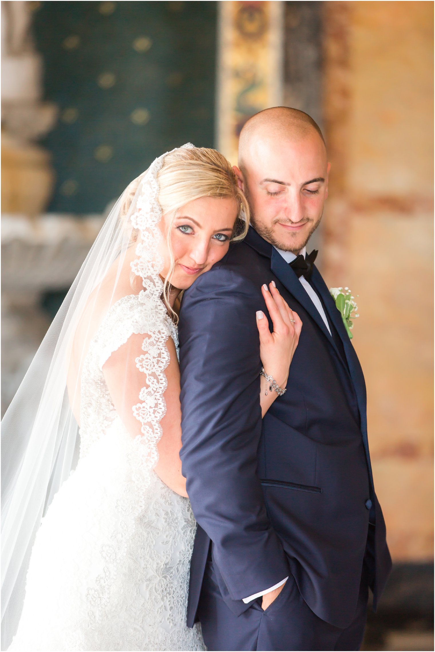 Romantic bride and groom photo at Monmouth University