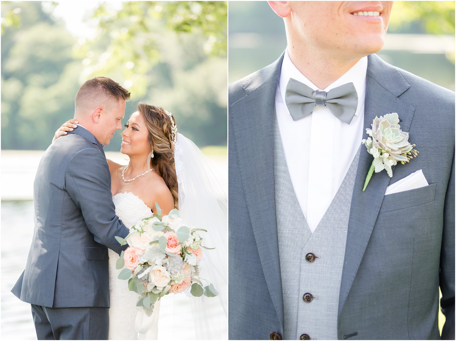 Groom wearing succulent boutonniere | Idalia Photography