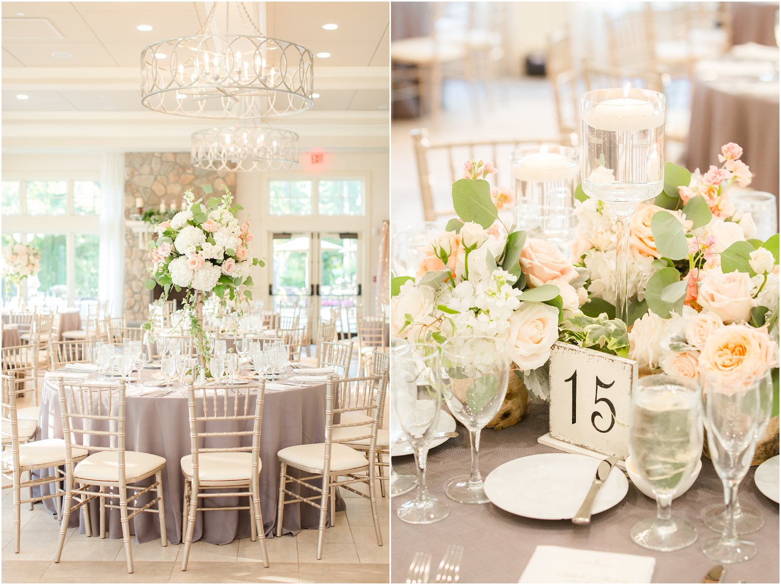 Wedding reception decor at Indian Trail Club | Laurelwood Designs