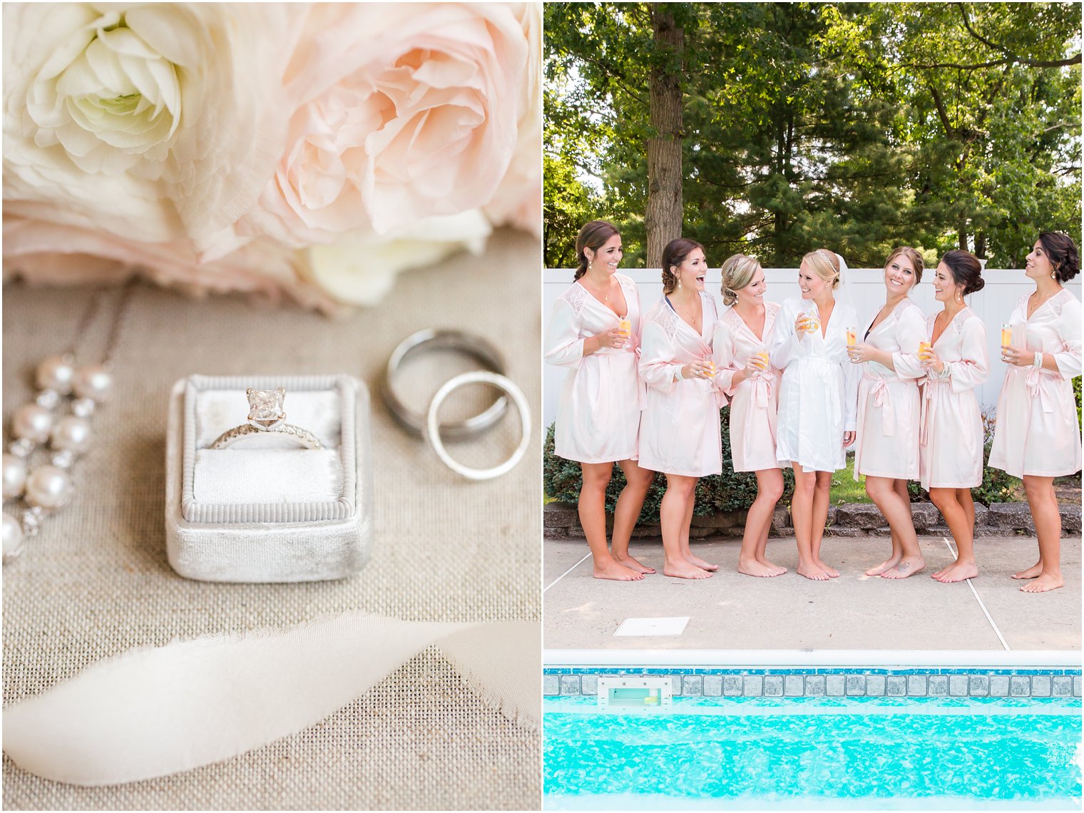 The Sunset Ballroom at Jack Baker's Lobster Shanty Wedding | Bridesmaids in pink robes