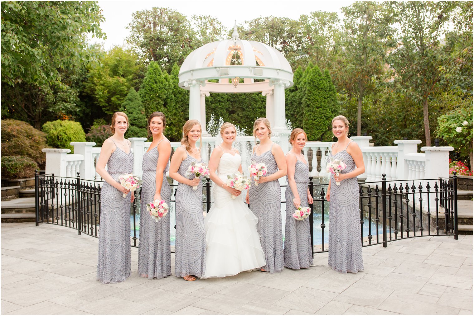 Bridesmaids in blue Adriana Pappell dress
