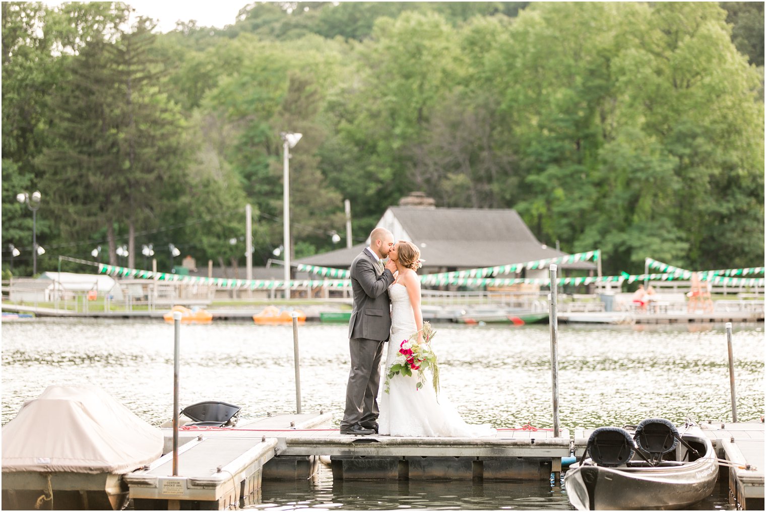 Romantic bride and groom photo at Lake Valhalla