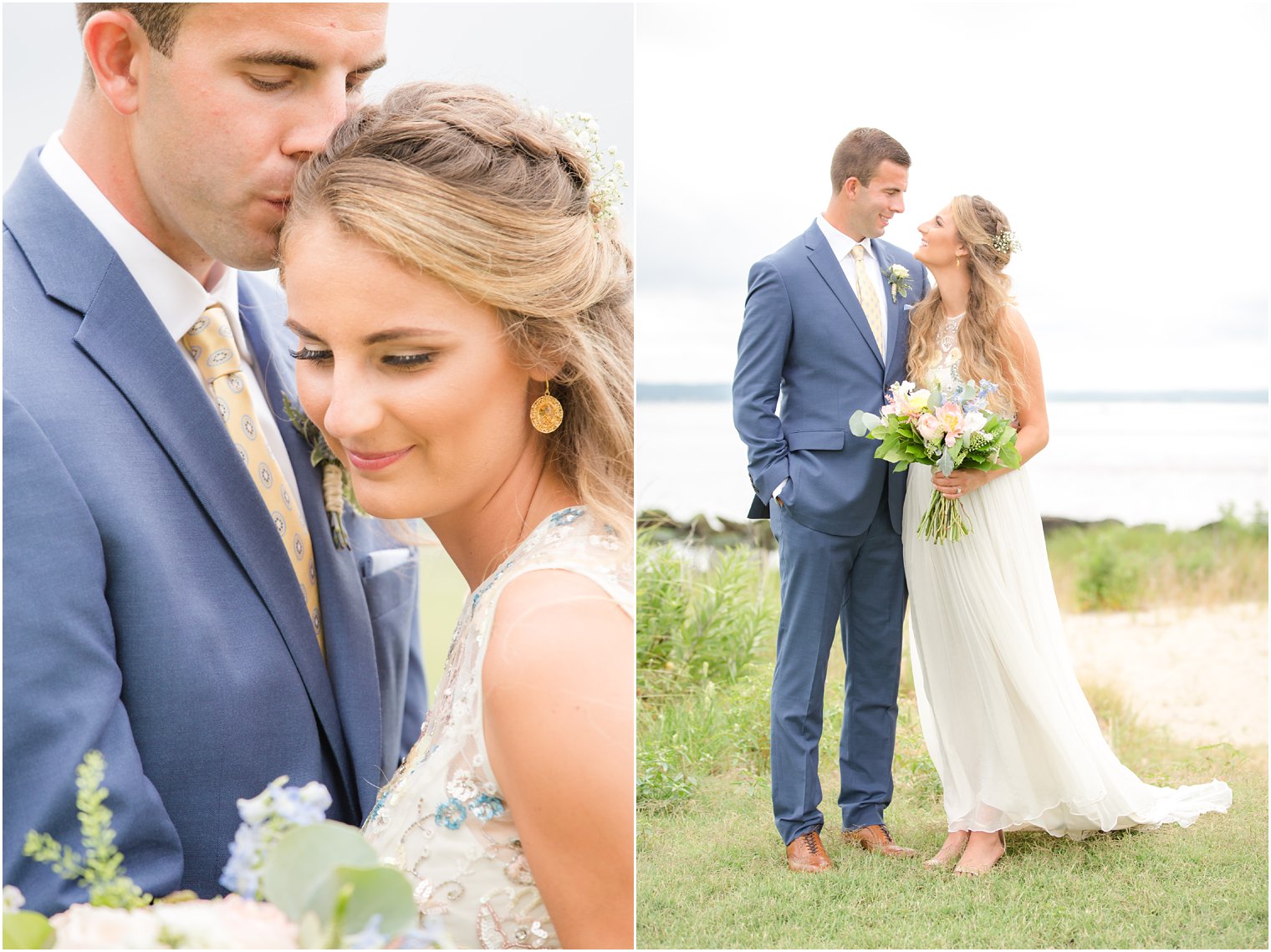 Bride and groom at Sandy Hook NJ Wedding