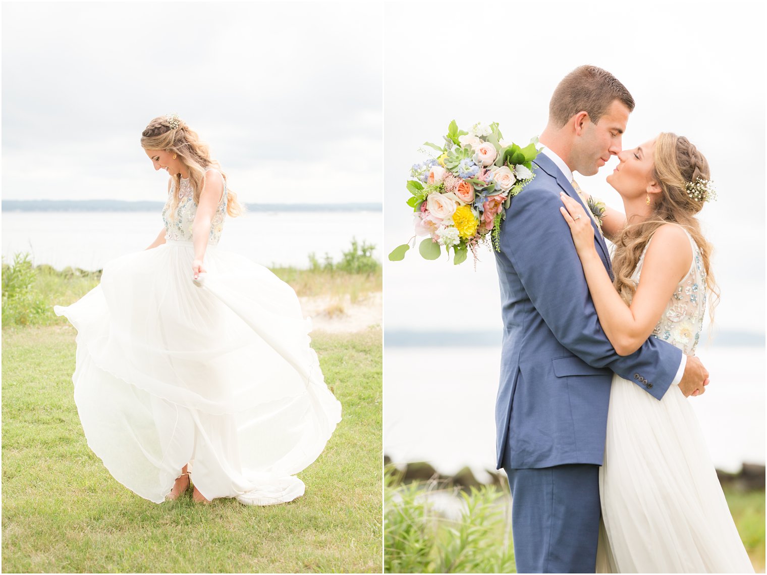 Twirling bride dress photo at Sandy Hook Chapel Wedding