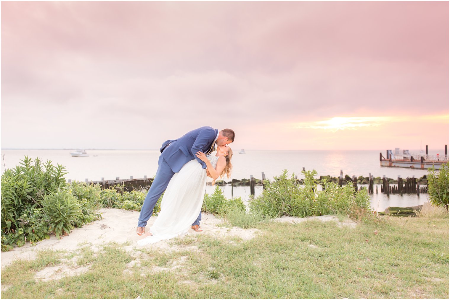 Sunset photo at Sandy Hook Chapel Wedding