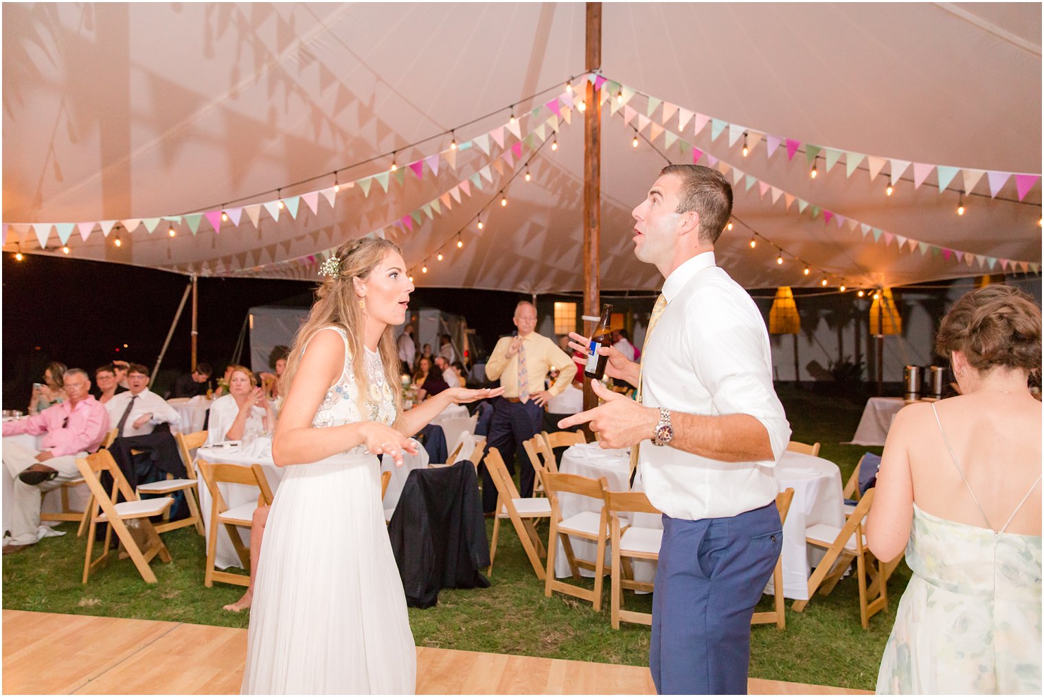 Bride and groom dancing photos at Sandy Hook Wedding