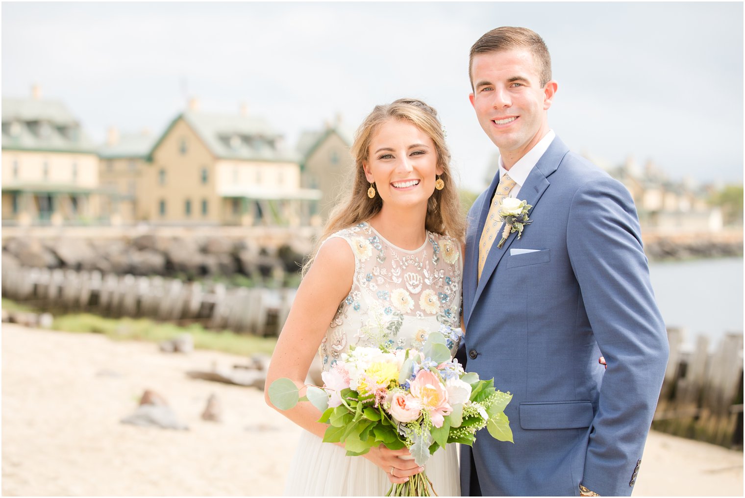 Bride and groom photo at Sandy Hook Chapel