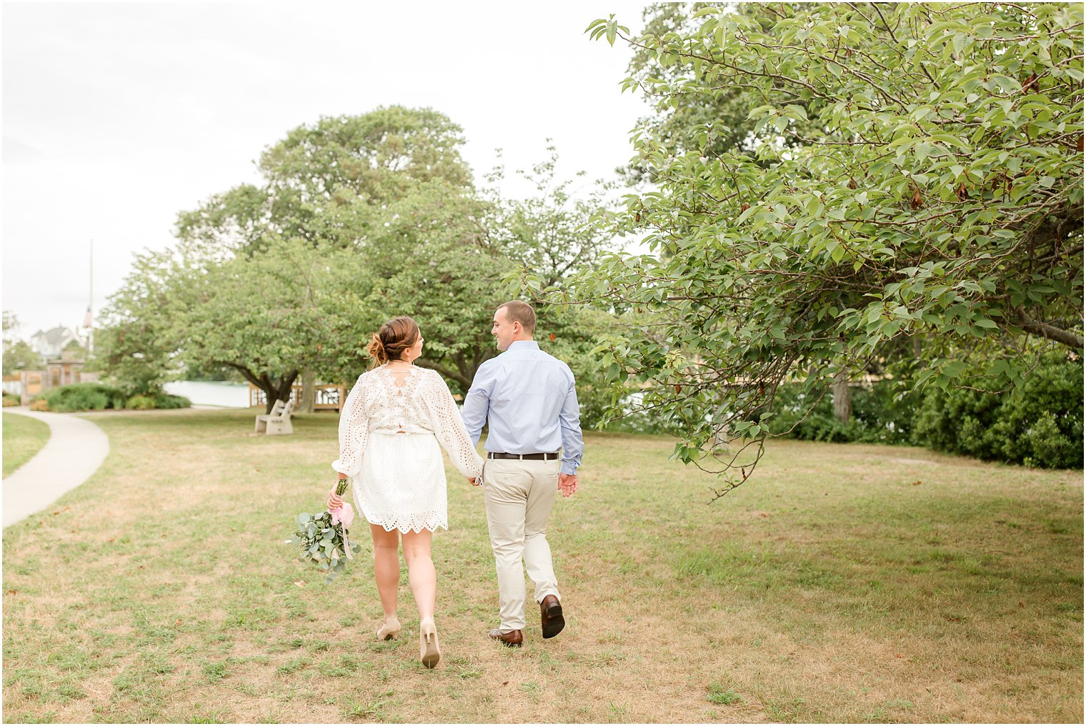 Candid engagement photo in Spring Lake, NJ