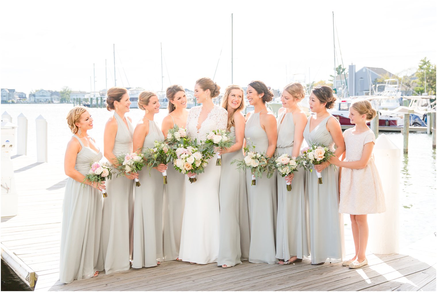 Bride and bridesmaids at Bay Head Yacht Club Wedding