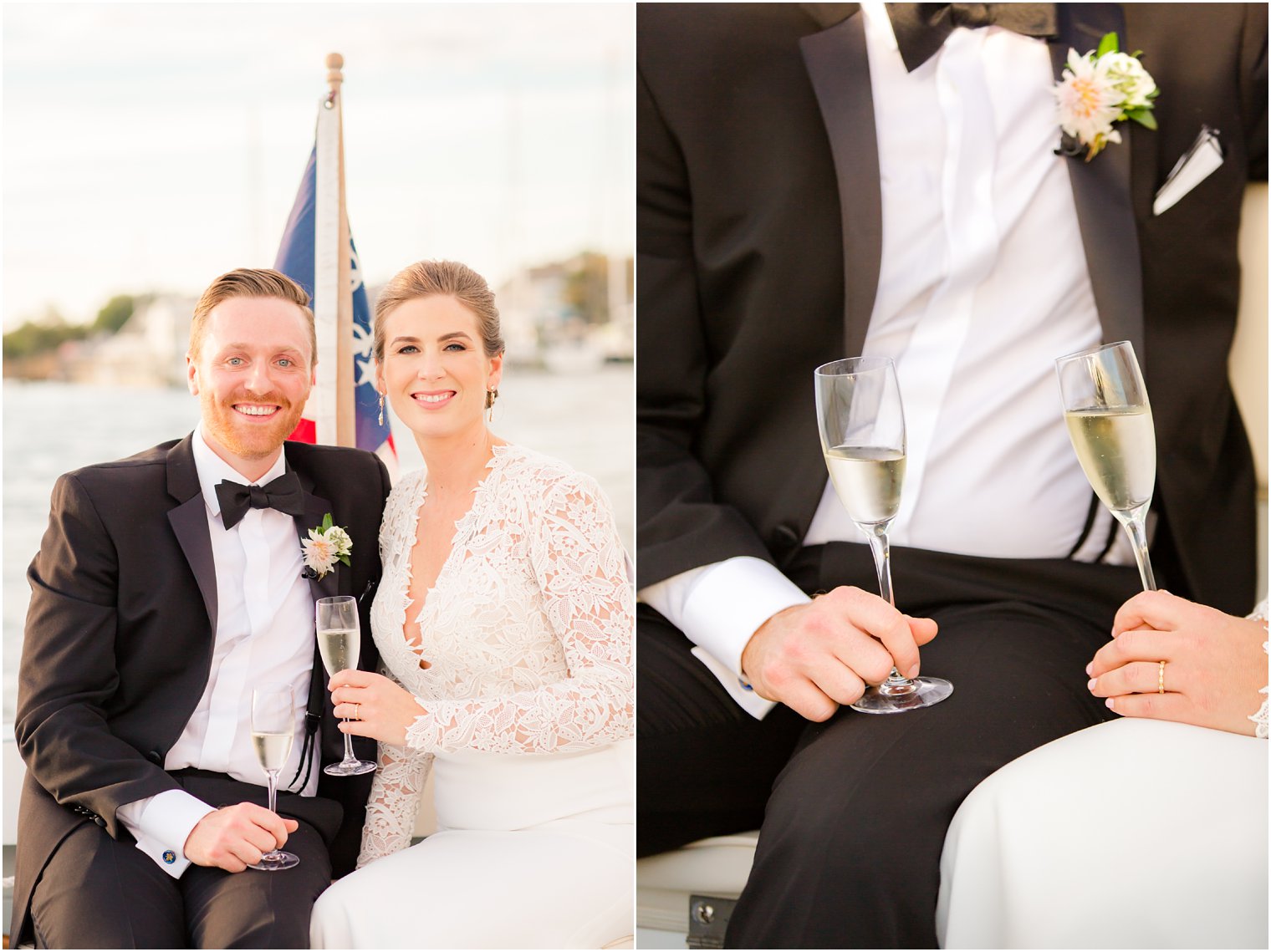 Bay Head Yacht Club Wedding Photos on a boat