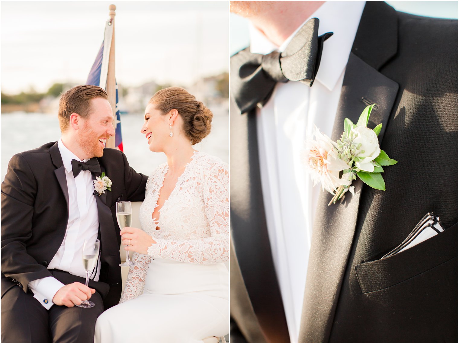 Bay Head Yacht Club Wedding Photos on a boat