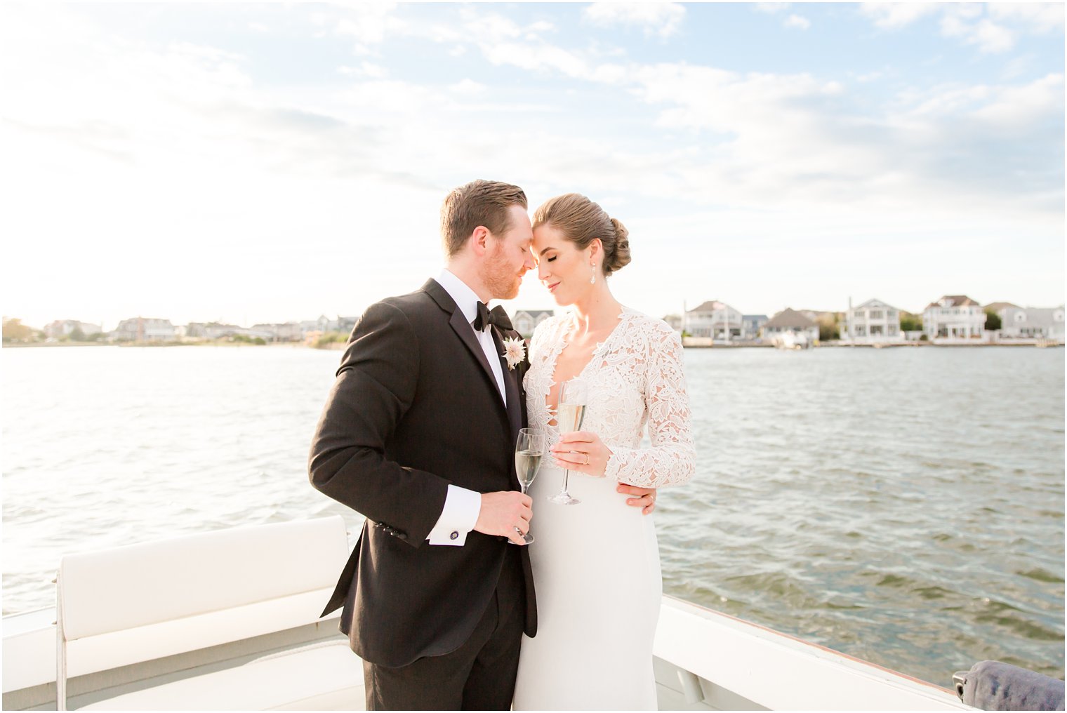 Bay Head Yacht Club Wedding Photos on a boat