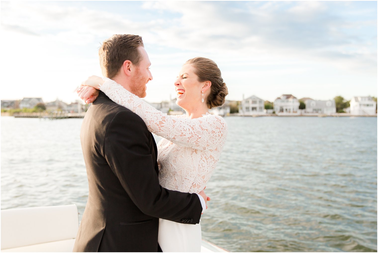 Bay Head Yacht Club Wedding Photos on a boat