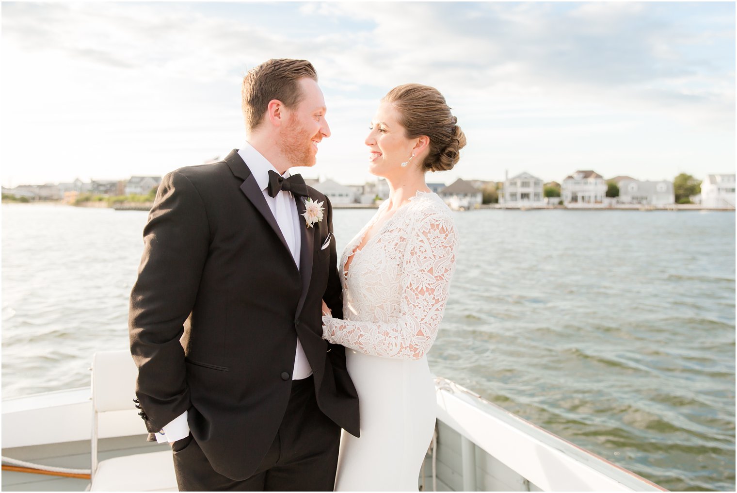 Bay Head Yacht Club Wedding Photos on a boat