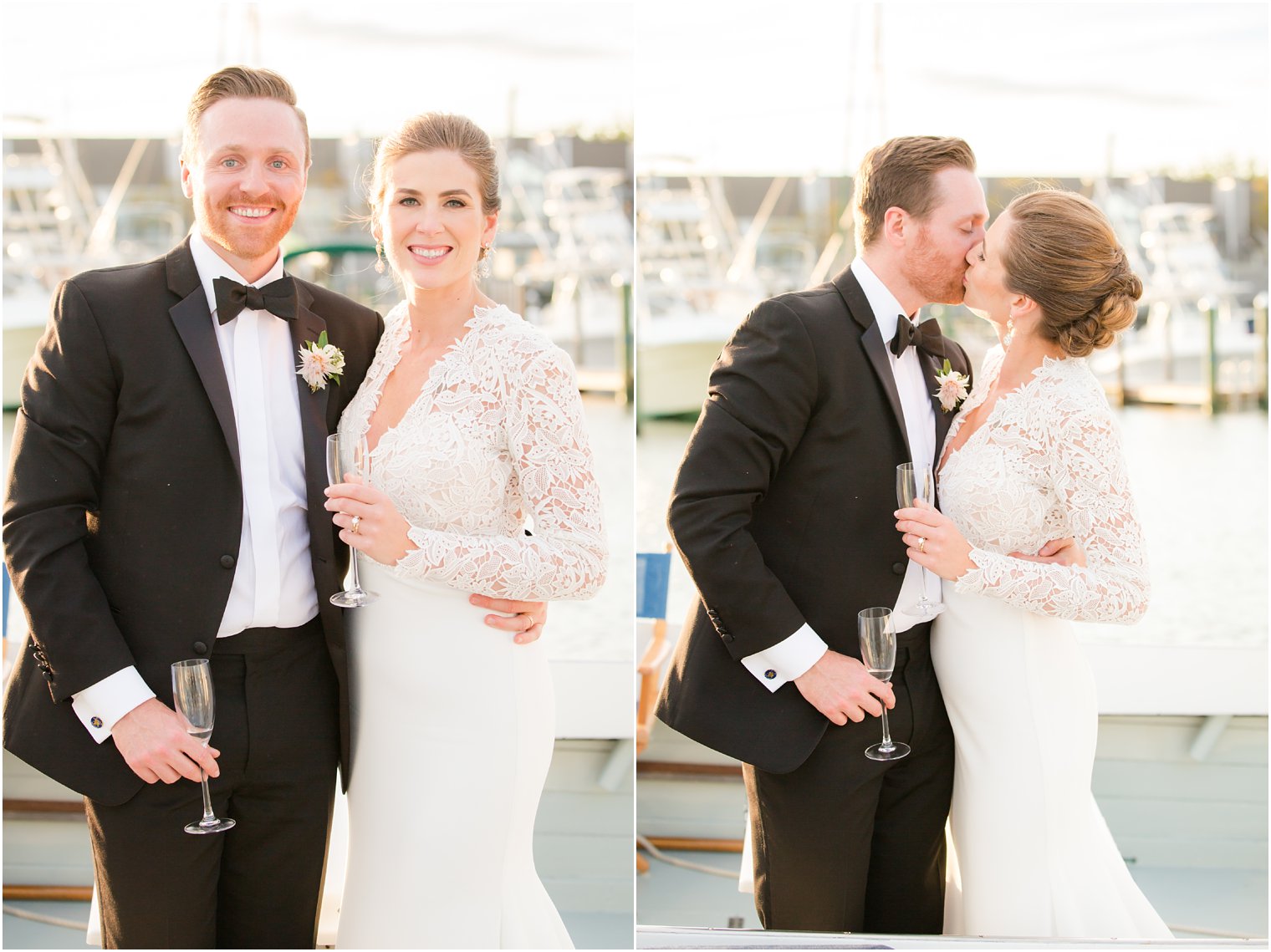 Bay Head Yacht Club Wedding Photos of bride and groom on a boat