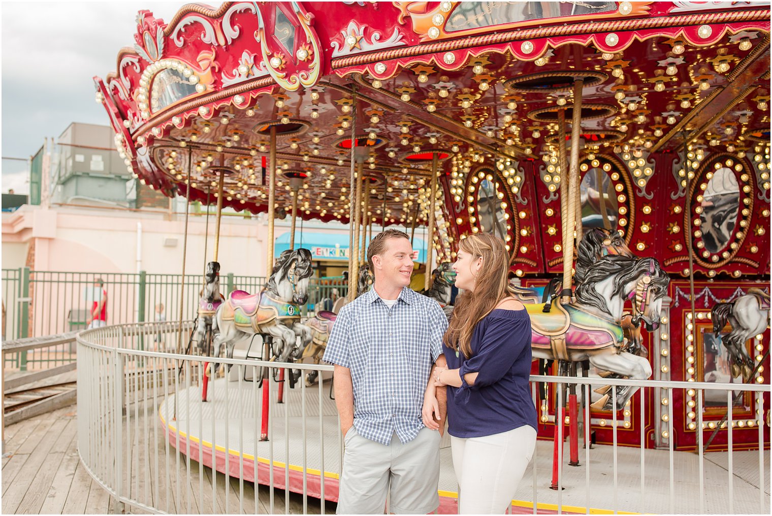 Engagement session at Point Pleasant Boardwalk