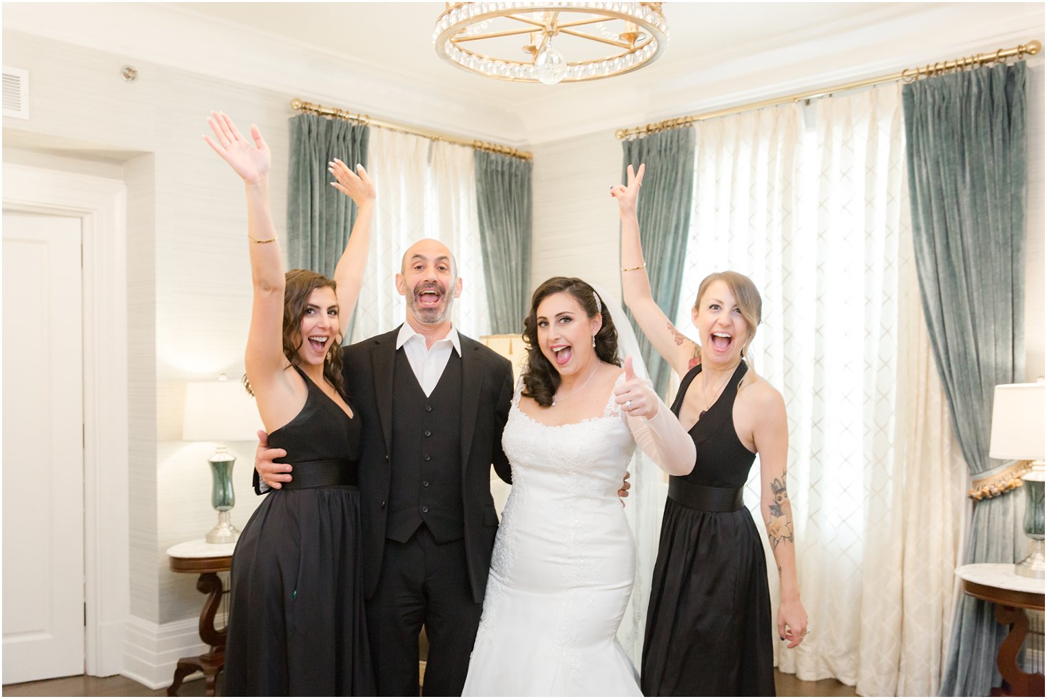 Fun photo of bride and family at Shadowbrook in Shrewsbury, NJ