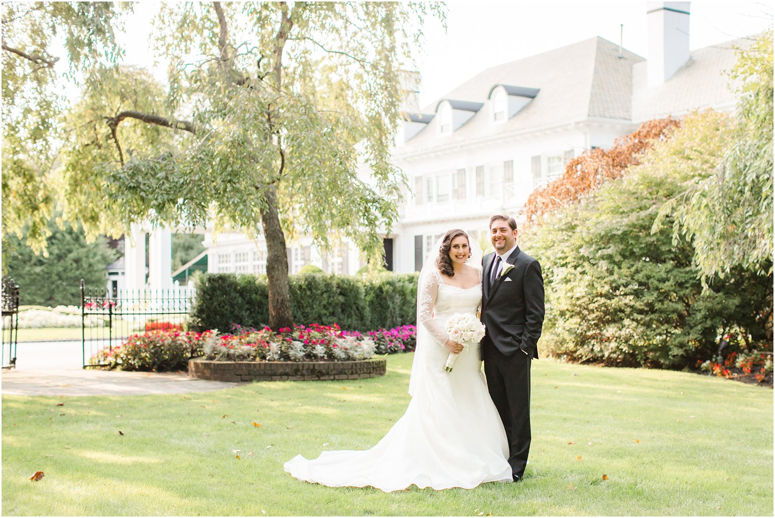 formal bride and groom portrait at Shadowbrook in Shrewsbury, NJ