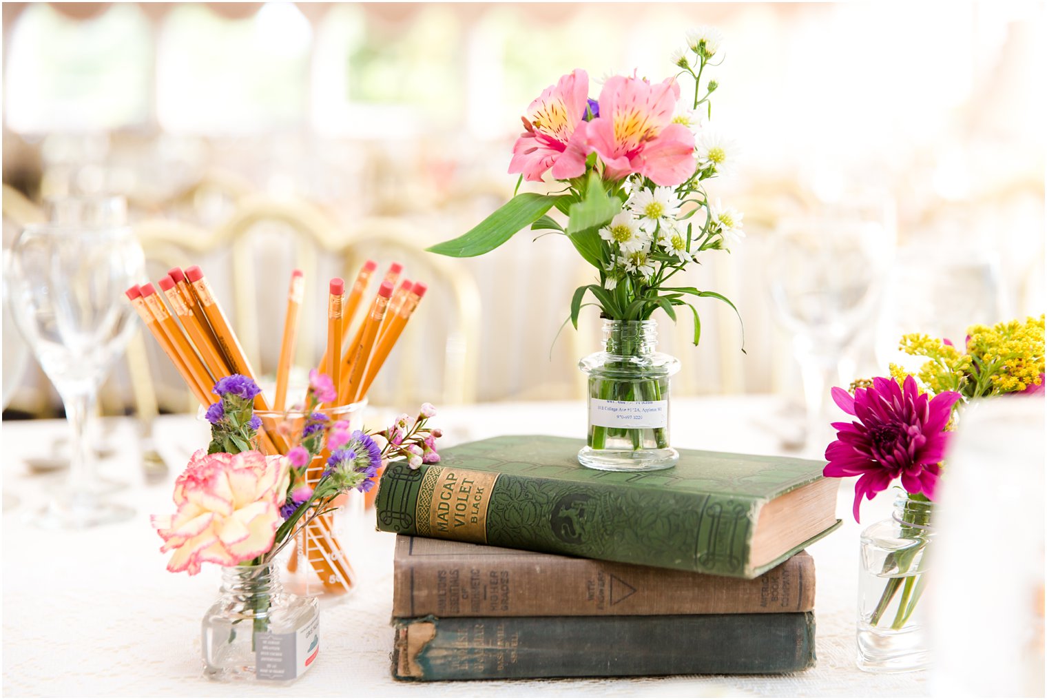 Vintage books for centerpieces