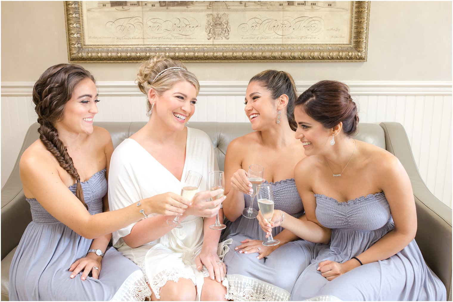 Bridesmaids in bridal suite at Windows on the Water at Frogbridge Wedding