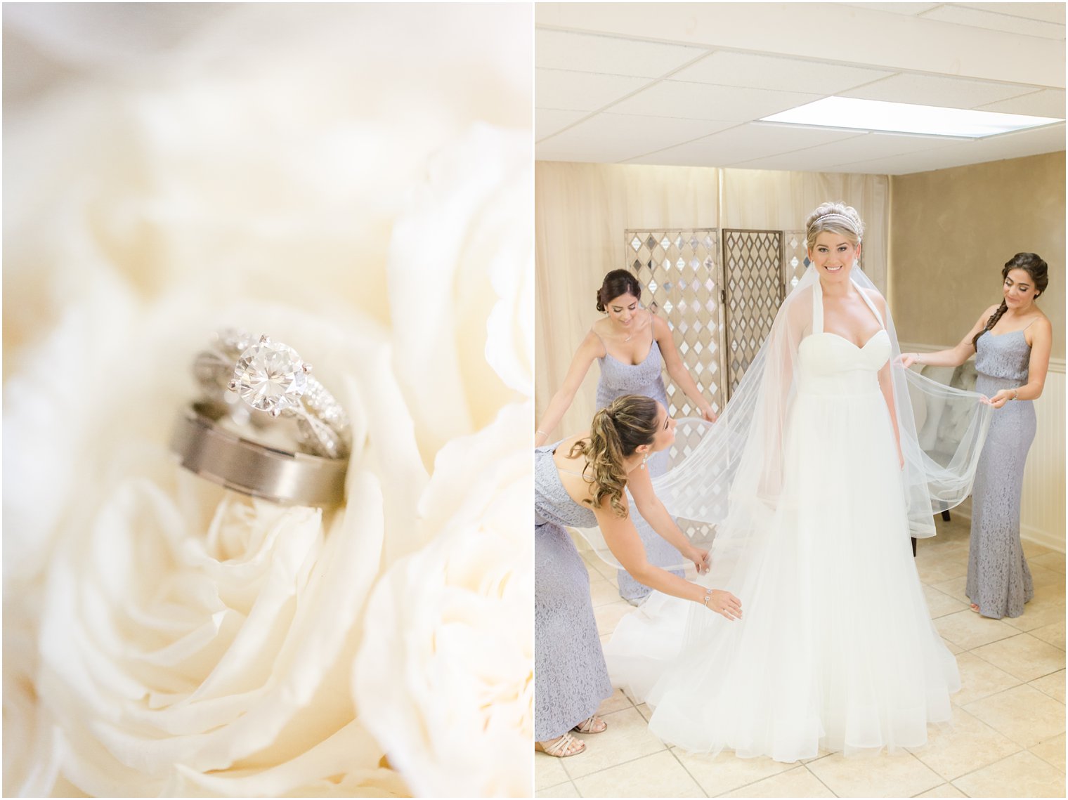 Wedding bands and bridesmaids in bridal suite at Windows on the Water at Frogbridge Wedding