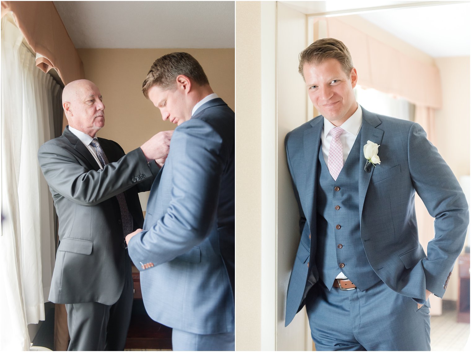 Groomsman getting ready with his father for Windows on the Water at Frogbridge Wedding