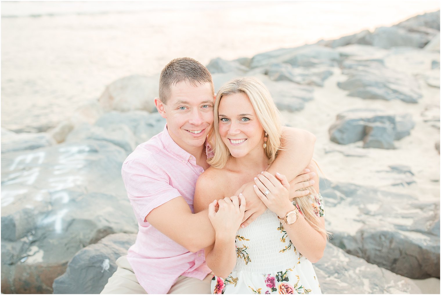 Romantic beach engagement photos in Manasquan