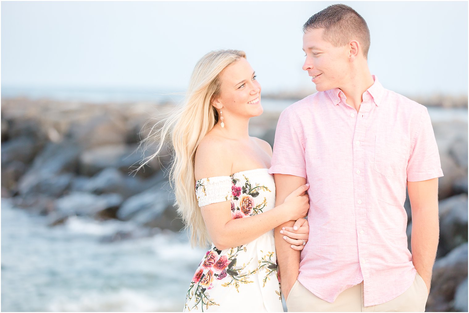 Sunset engagement photos in Manasquan, NJ