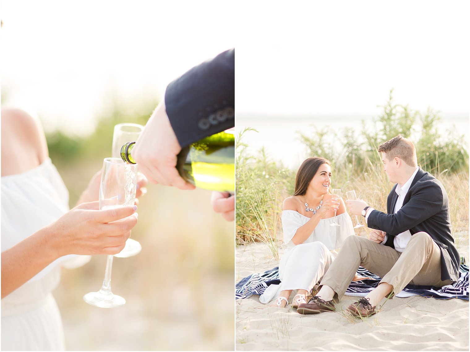 Champagne props for engagement photos