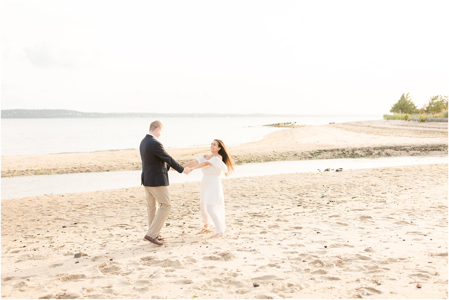 Engagement photos at sunset in Sandy Hook