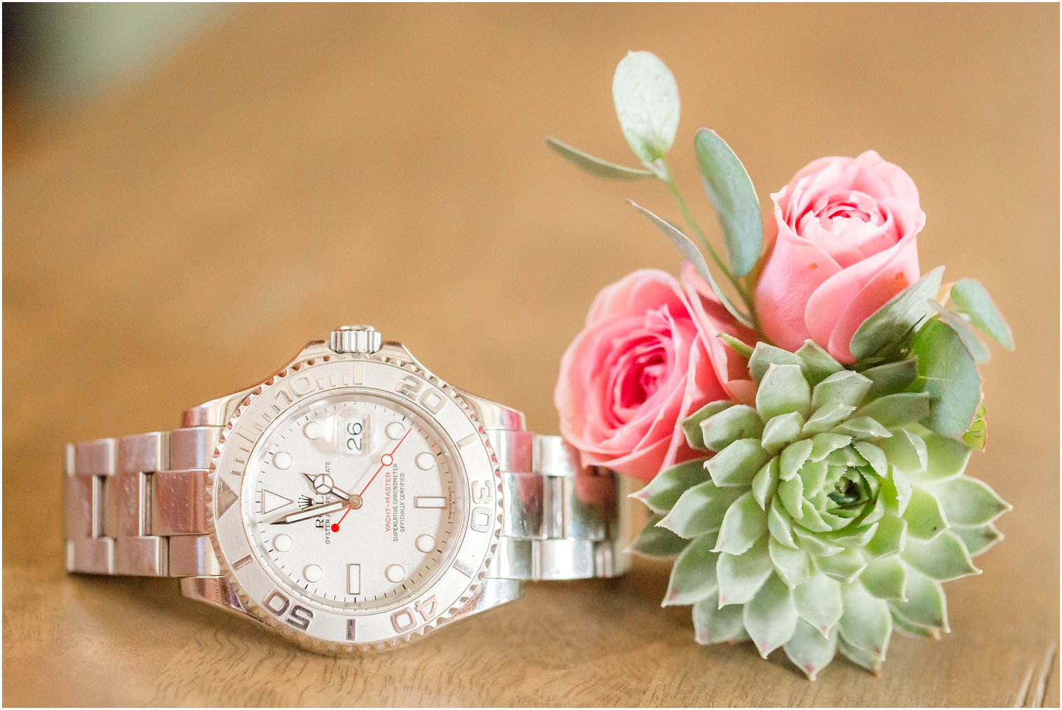 Groom's boutonniere and watch at Stone Rows Farm wedding