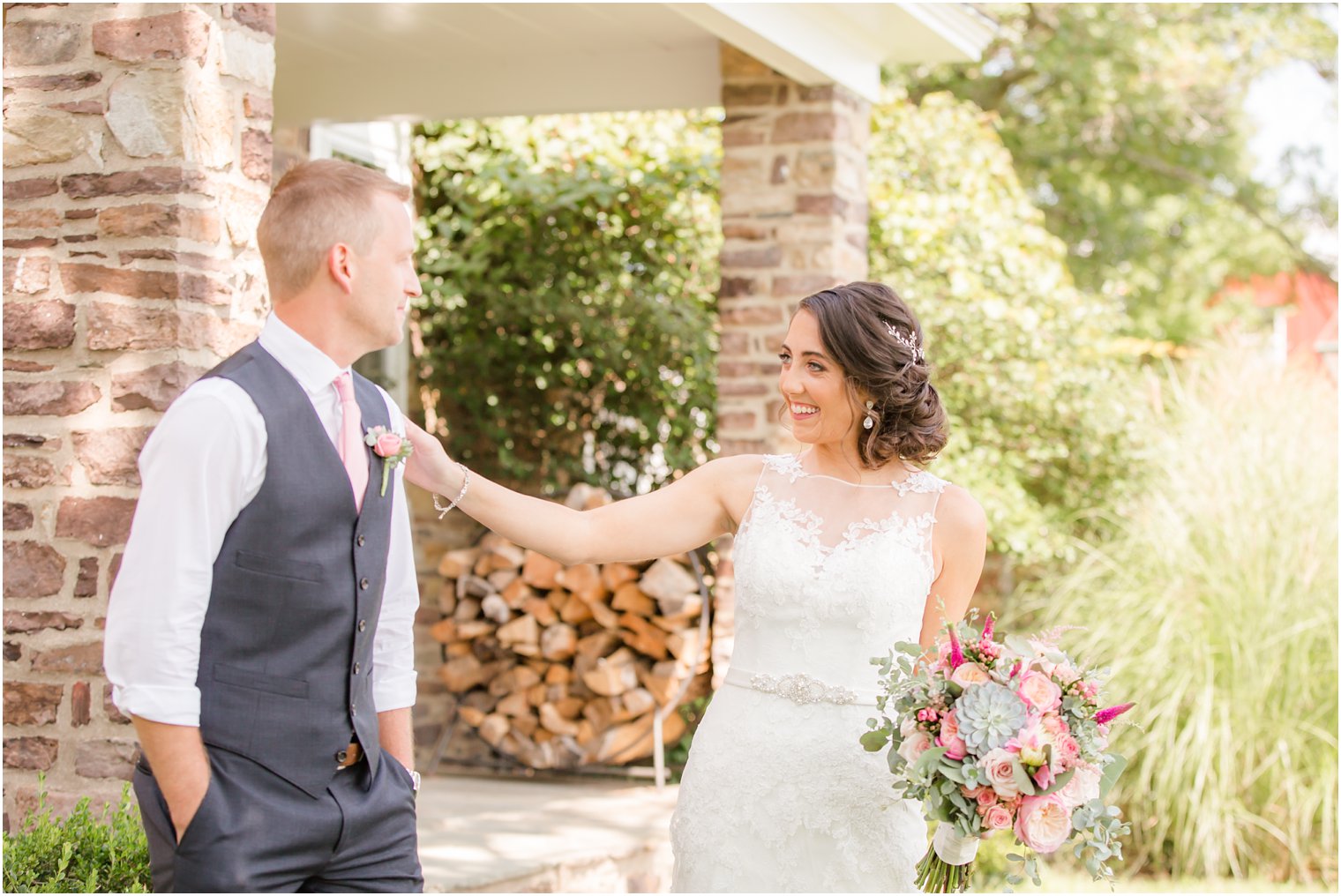 Stone Rows Farm wedding first look photo