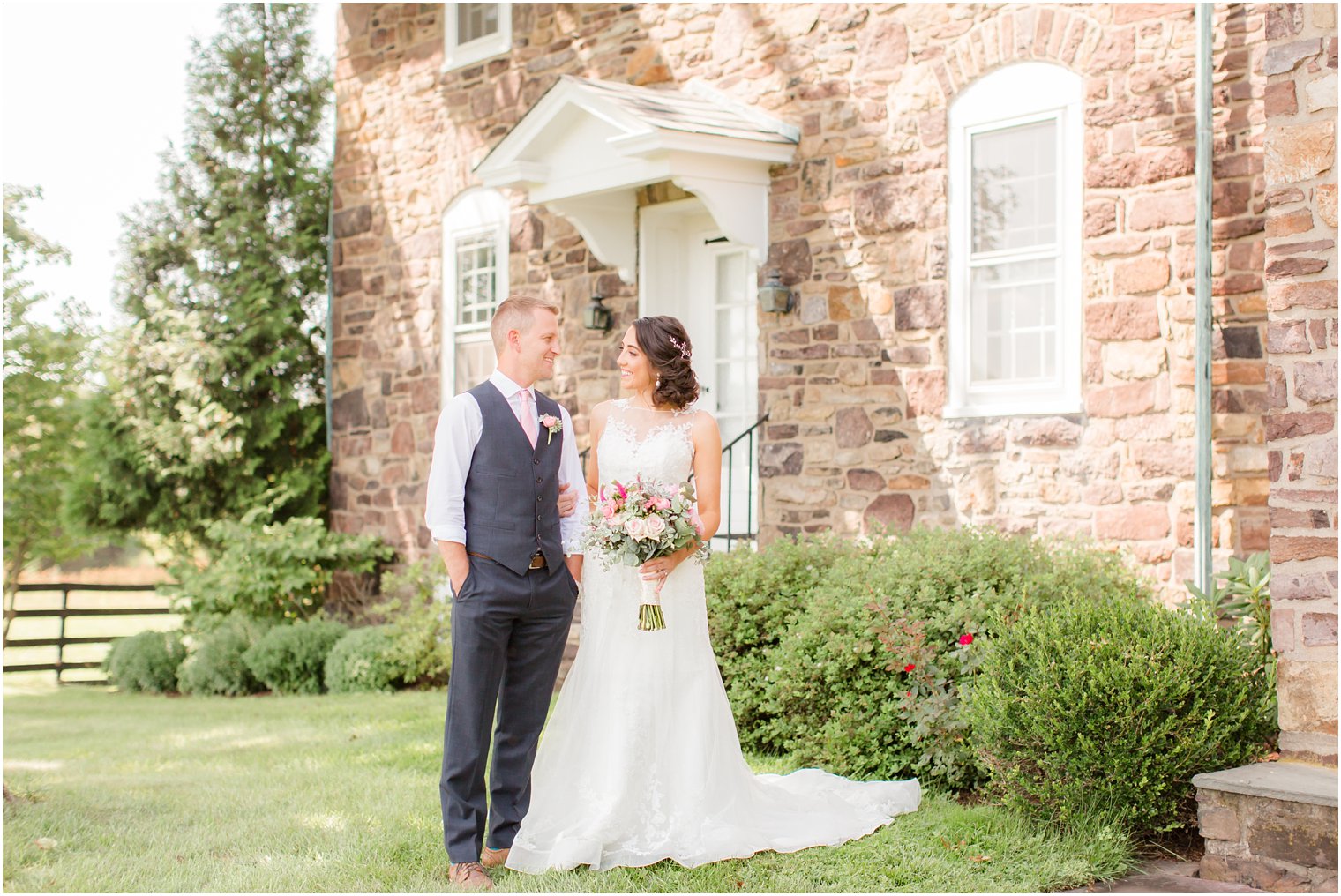 Bride and groom photos at Stone Rows Farm wedding