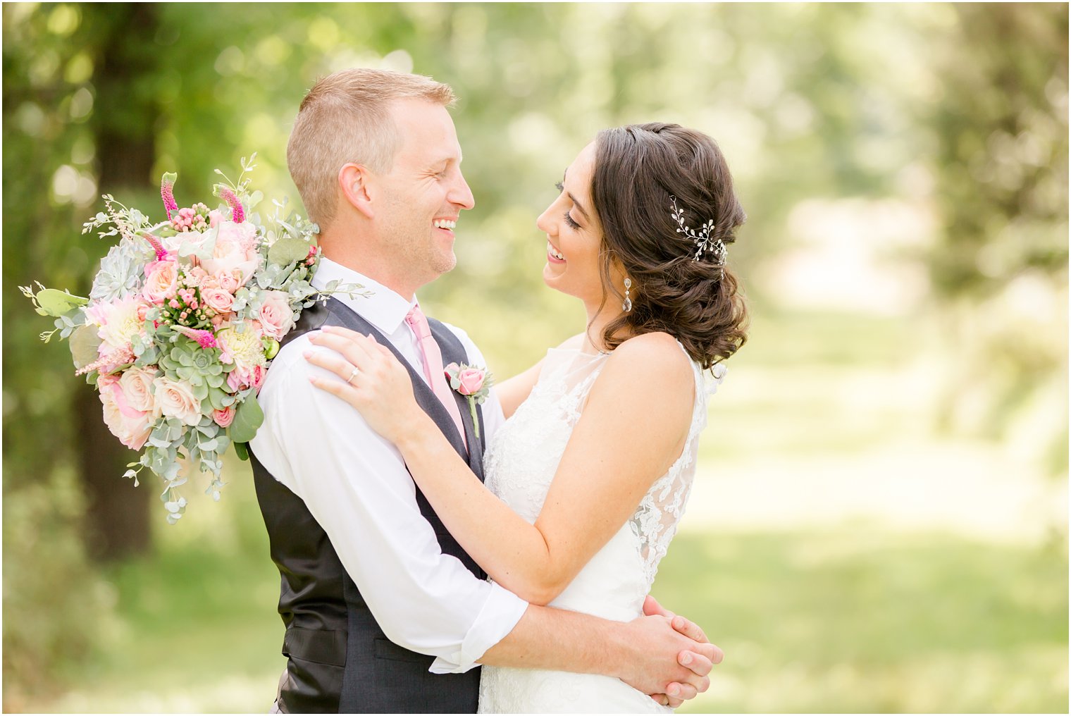 Candid photo of bride and groom at Stone Rows Farm wedding