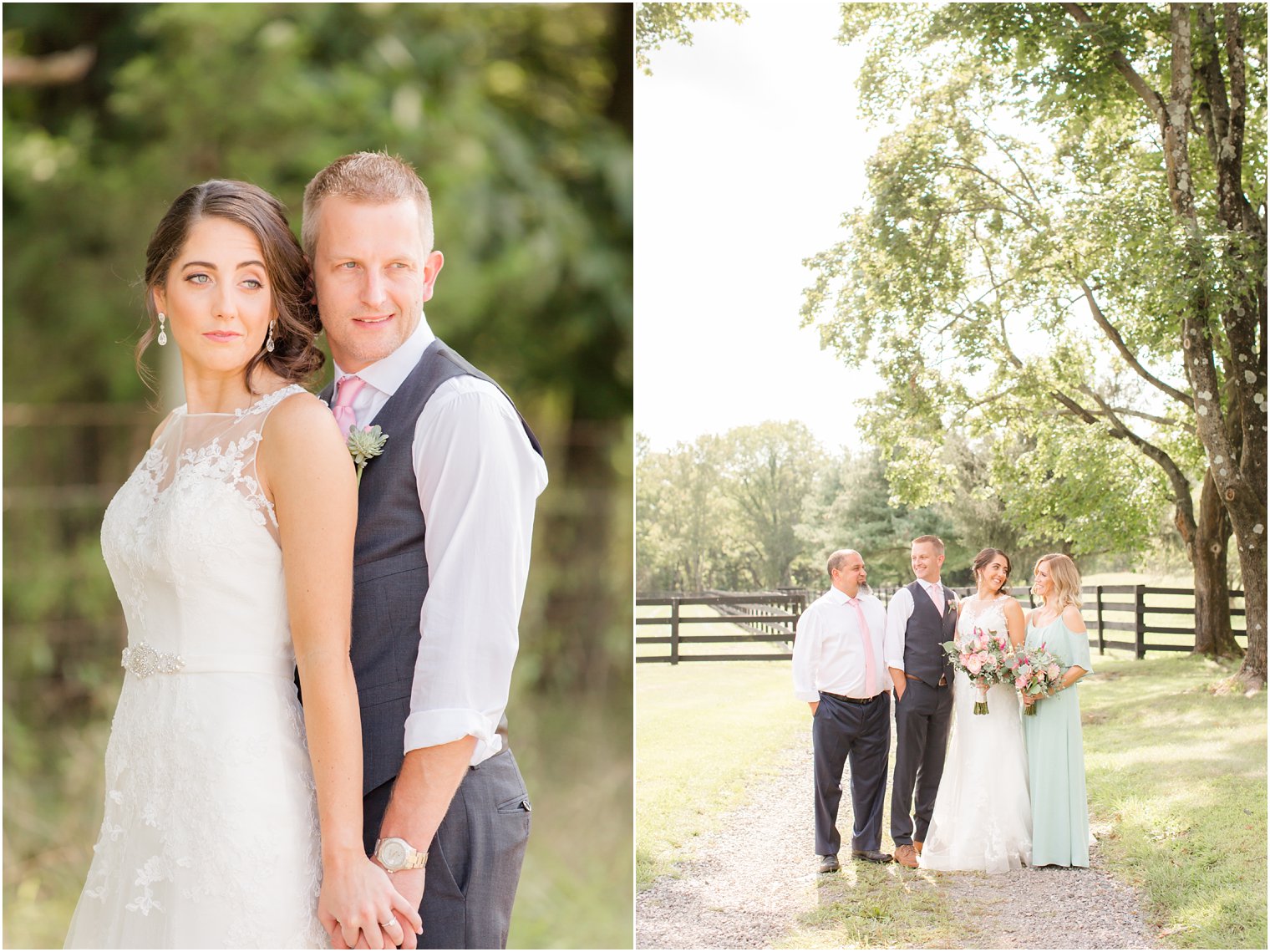 Bride and groom with bridal party at Stone Rows Farm