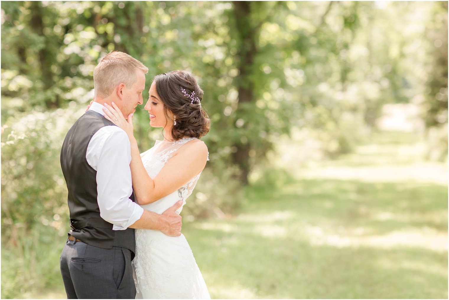 Romantic photo of bride and groom in Stockton, NJ Wedding