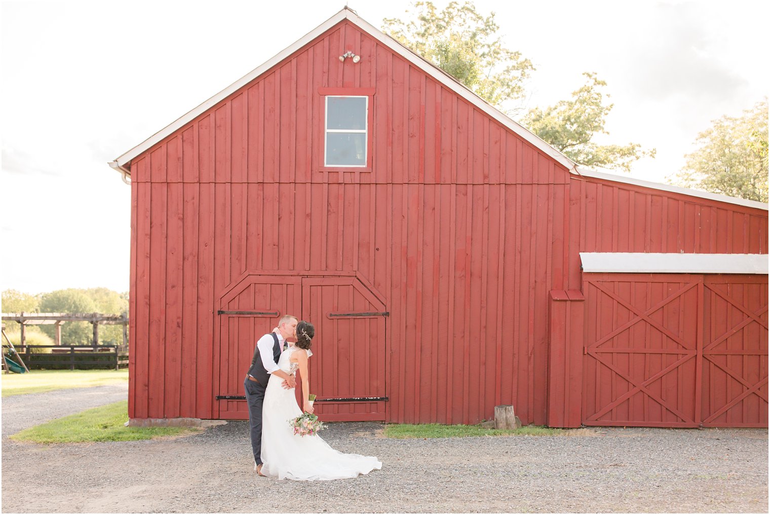 Romantic photo of bride and groom at Stone Rows Farm