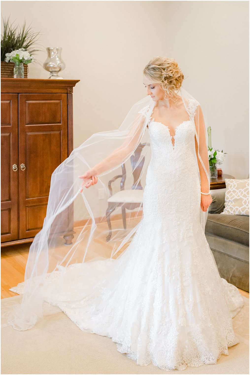 Cathedral veil bridal portrait