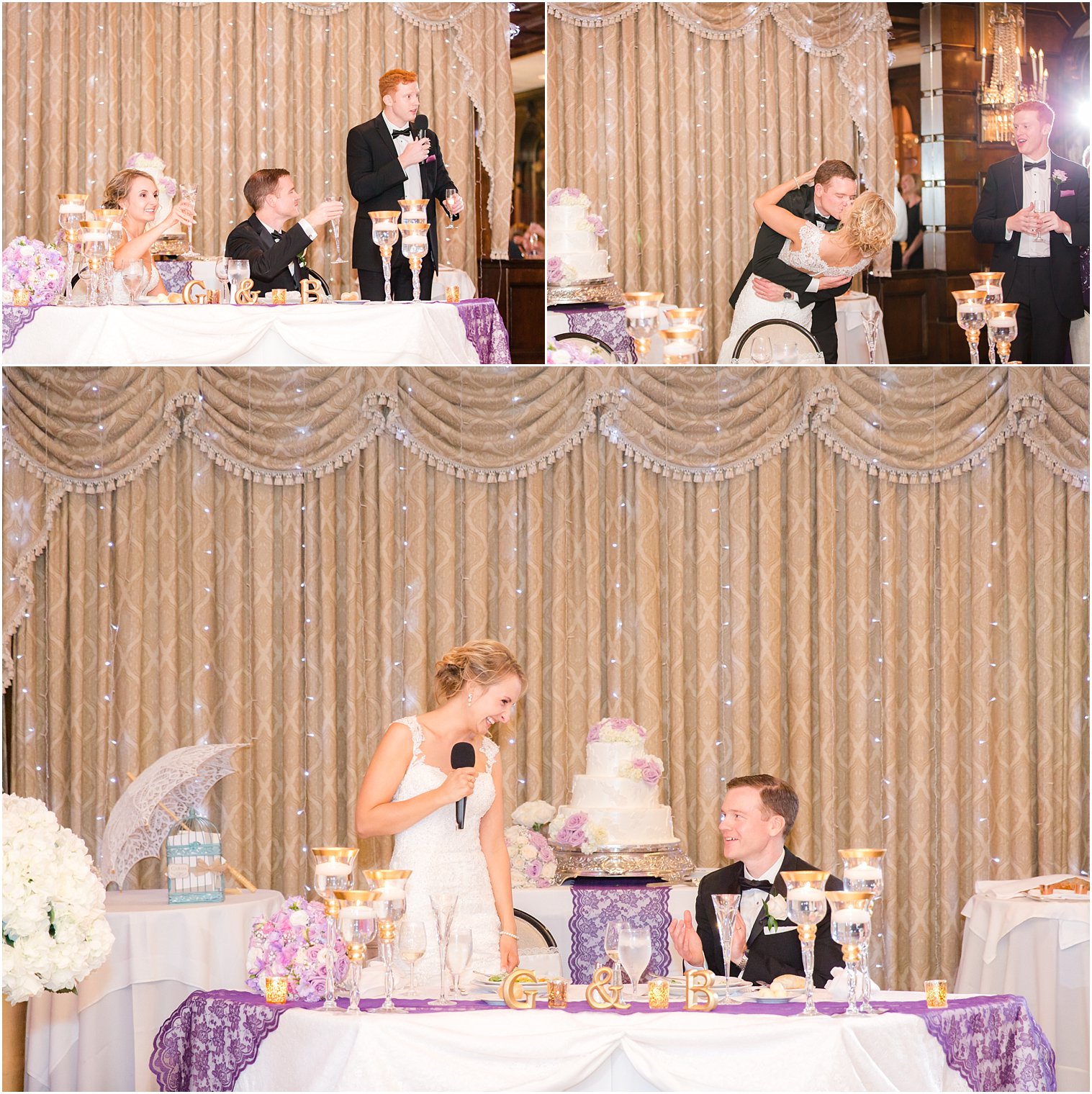 Bride and groom during toasts