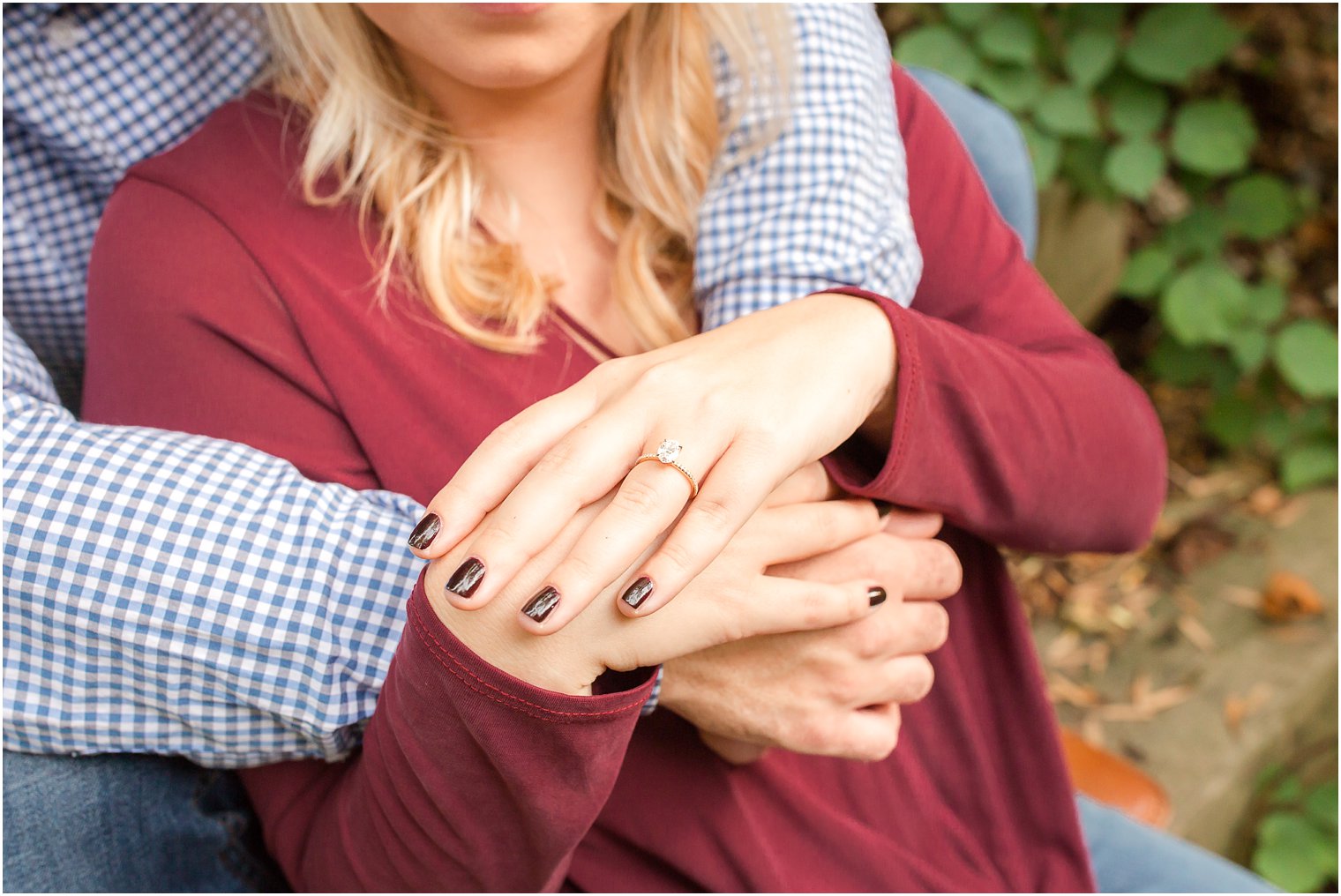 Engagement ring with rose gold