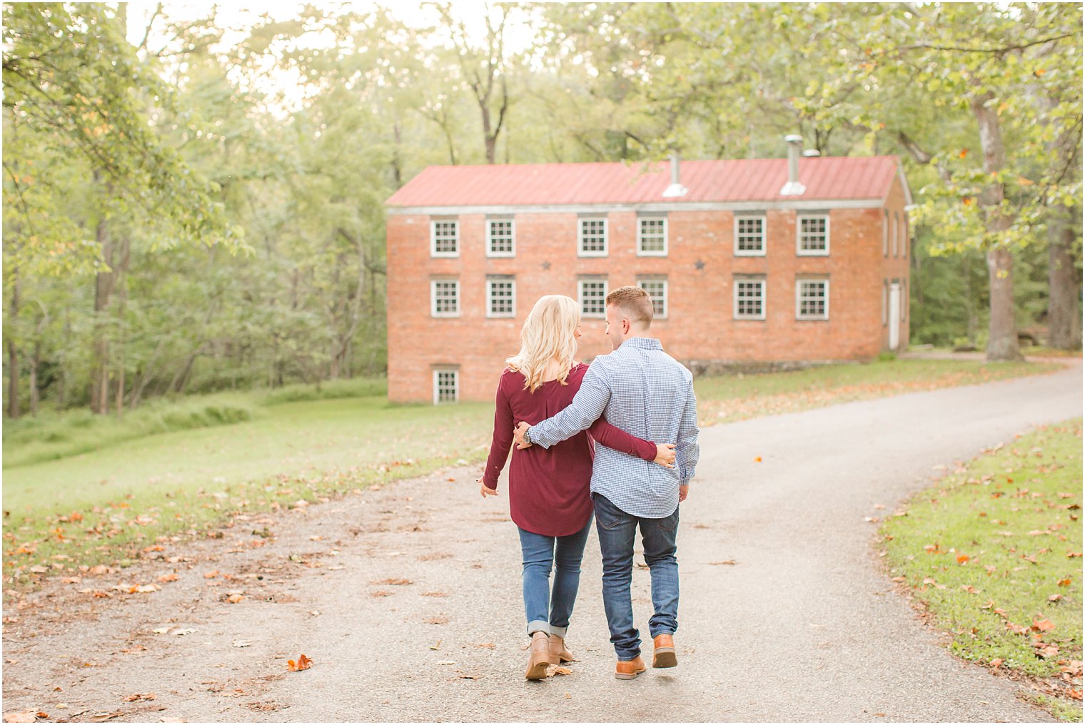 Romantic engagement photo at Allaire State Park