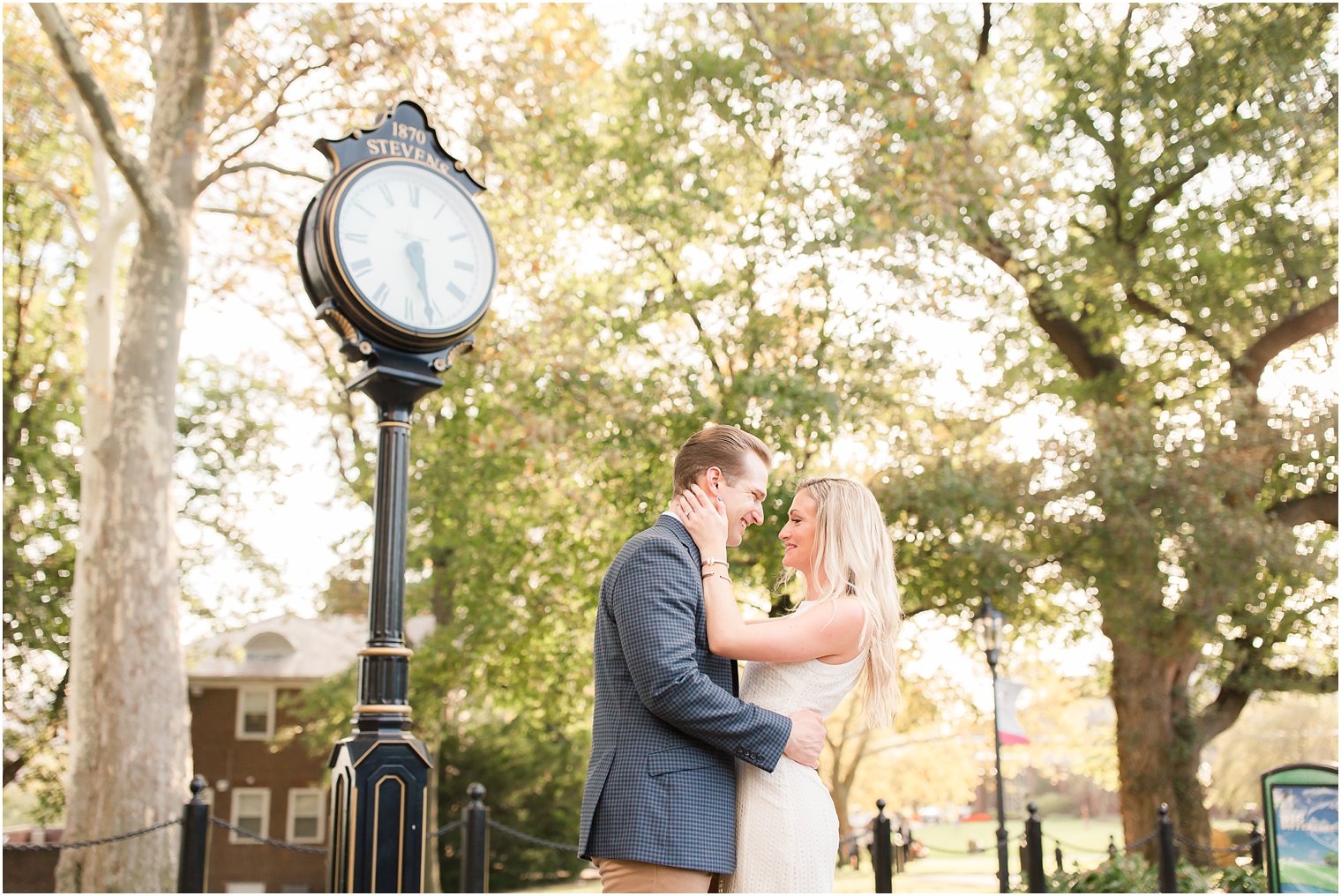 Engagement photos at Stevens Institute of Technology