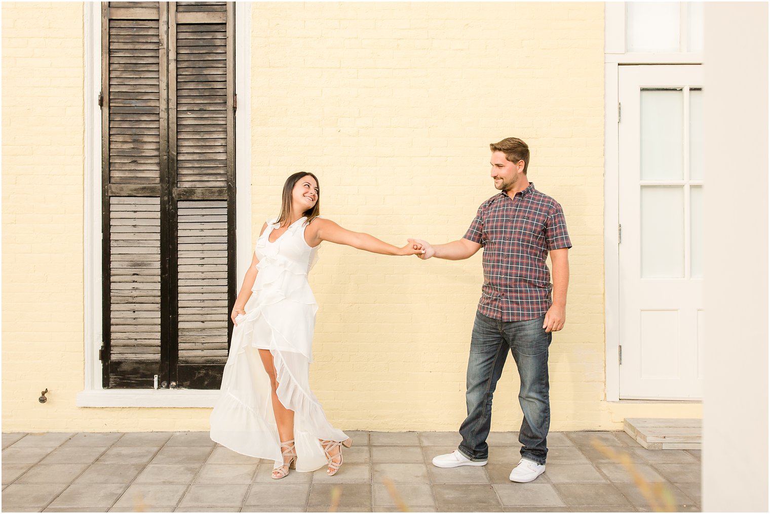 Twirling photos during engagement session