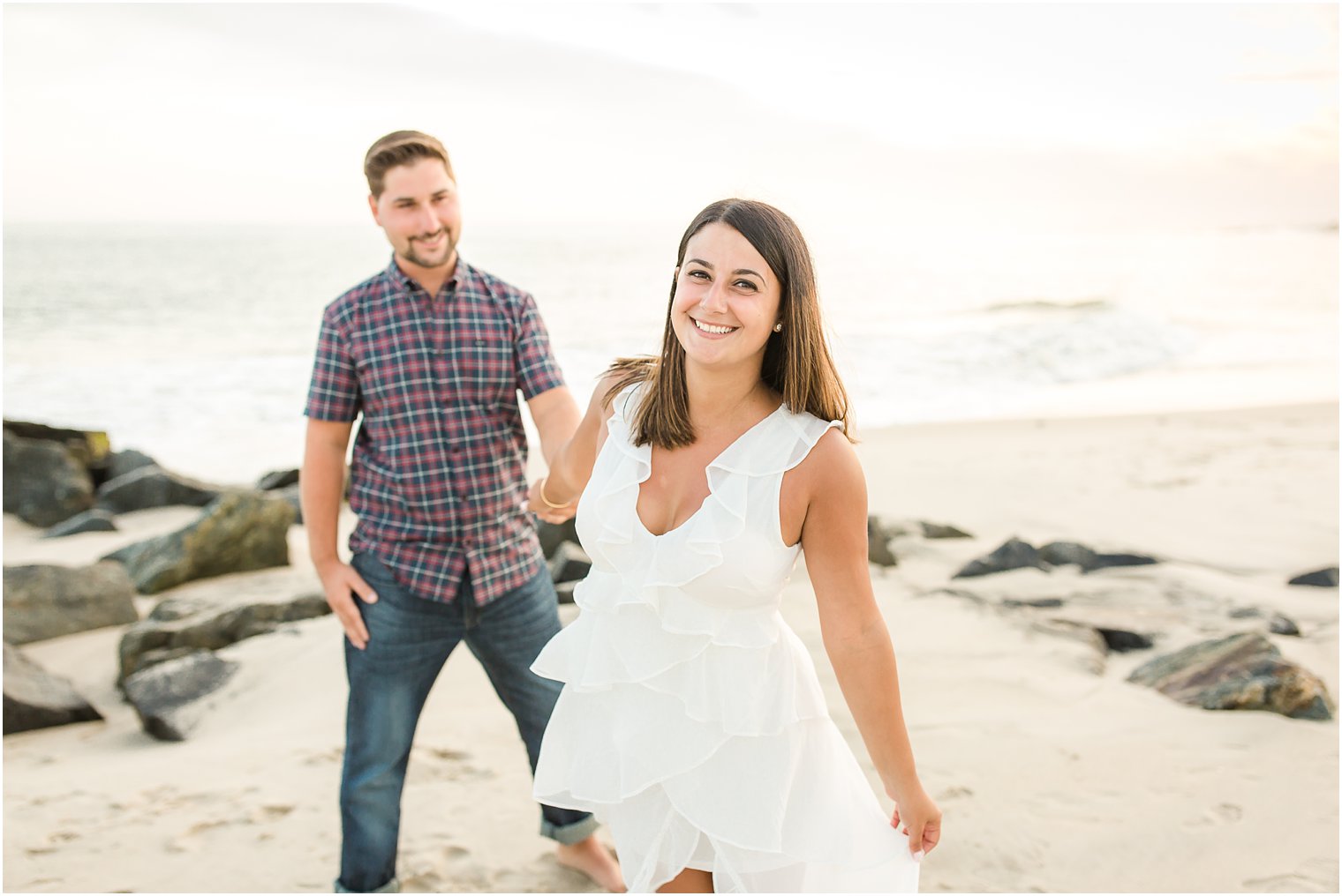 Happy bride during engagement session